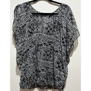 Apt. 9 Sleeveless Blouse With Camisole ~ Black & White Aztec Print ~ Size Medium